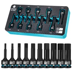【Fathersdaygift】LIBRATON Impact Hex Bit Socket Set, 1/2" Dr, S2 Steel, 10PCS High Torque Sockets(Metric H5-H19) for Professional Mechanics & Automotive Repair (XPE Storage Case) outdoorfun