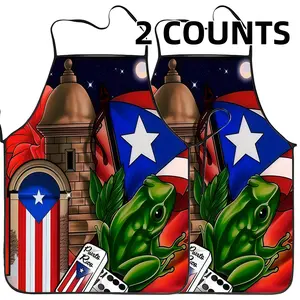 Puerto Rican Style Pattern Apron Set, 2 Counts Polyester Kitchen Apron for Cooking,Mother's Day Gift,Valentine's Day Gift, Gift Ready, Apron for Women,Nails Design Tool,Kitchen Essential, Kitchen Cooking Aprons