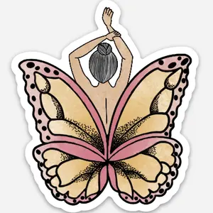 Butterfly Girl Sticker, Pink