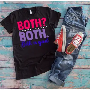 Funny Graphic Short-Sleeve Casual Cotton Knit Fabric Bisexual Pride T-Shirt - Both Both Both Is Good, LGBT Support Gift for Sports & Outdoor Activities
