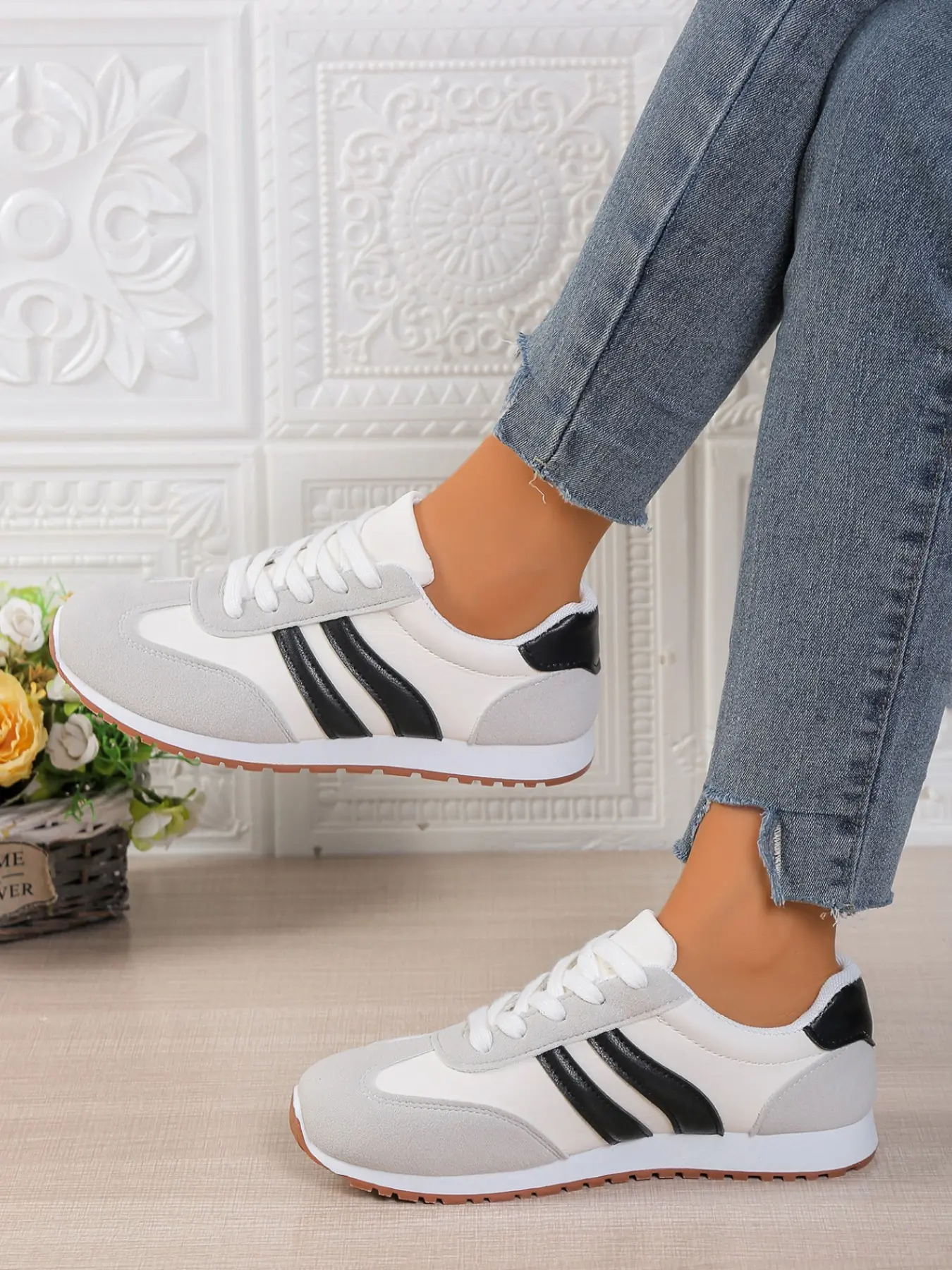 Women's Lace-Up Running Shoes, Athletic Running Shoes, Lightweight Comfortable Training Sneakers, Outdoor Fashion Walking Shoes, All-Season PU Leather, Casual Running Sneakers, Training Runner Footwear