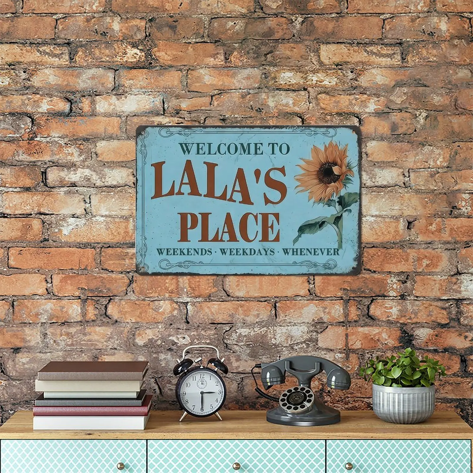 LALA's Place tin sign Vintage Sunflower Metal Sign Welcome to LALA's Place for Garden & Yard Bar Porch Garage Home Bedroom Kitchen Decor Gift 8 x 12,easy to hang
