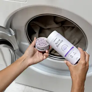 MNML Chamomile Calm Laundry Scent Booster - 20-Piece Water-Based Wash Additive with Magnesium Stearate, Alcohols C12-16, Coconut Acid, Cedarwood, Lavender, PEG 6000, Fragrant Boost, Extra Boost of Freshness, 12-Week Long-Lasting Calming Home Fragrance