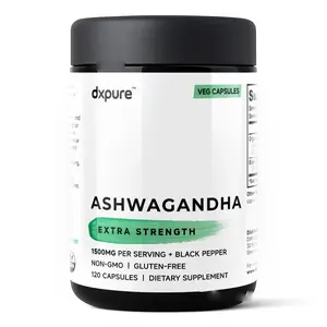 Ashwagandha Organic Herbal Supplement w/ Black Pepper - 1500mg - 120 Capsules
