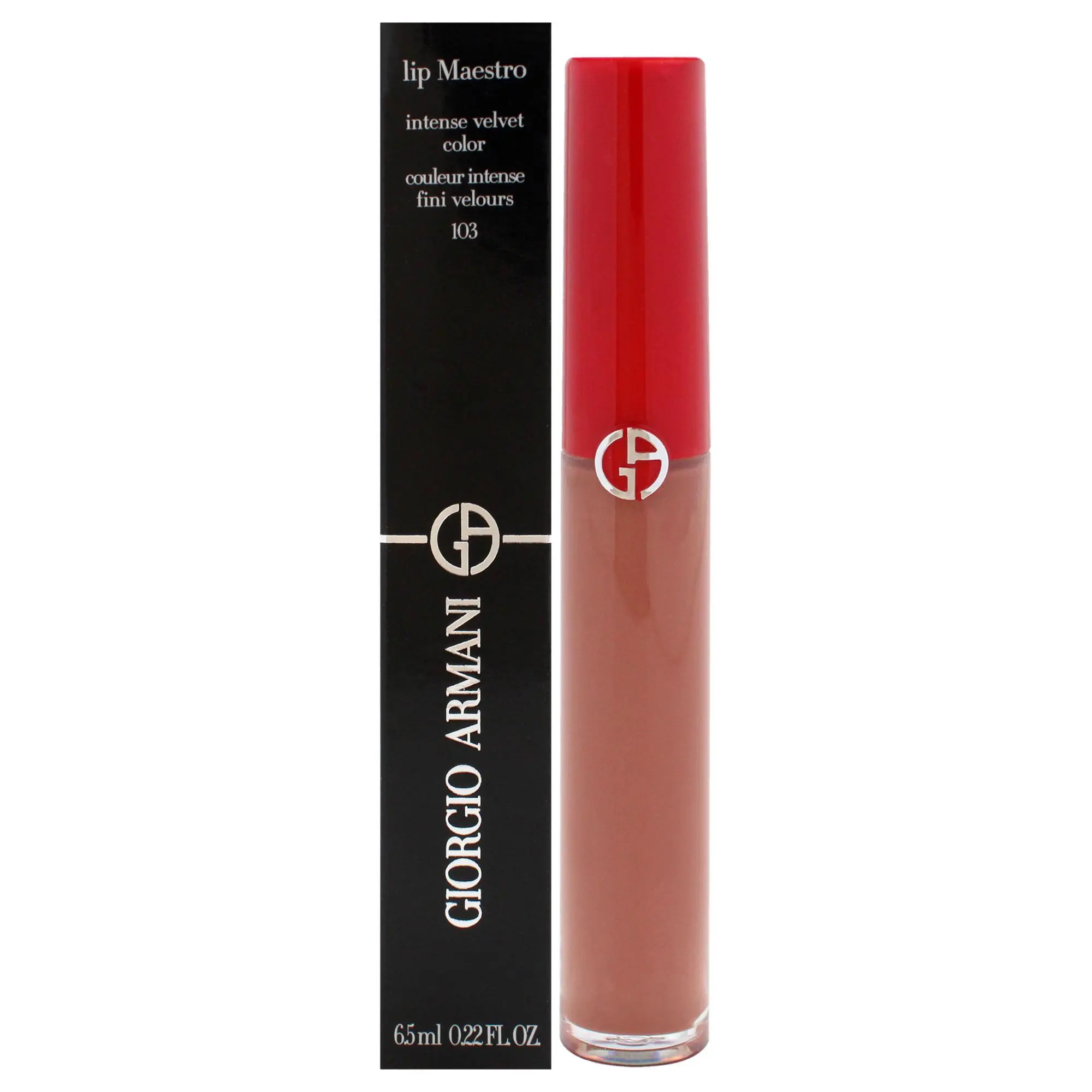 Giorgio Armani Lip Maestro Intense Velvet Color Women's Lipstick - 103 Tadzio, Smooth Makeup for Bold Look, 0.22oz