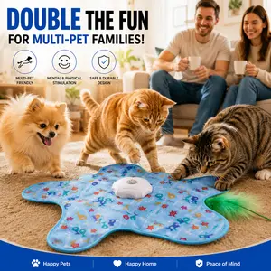 Cirlyce Pentagram Interactive Motion Cat & Dog Toy, Rechargeable Smart Hide and Seek 360° Moving Feather Wand Hunting Toy for Bored Indoor Pets Cat Toys kitten essentials Automatic