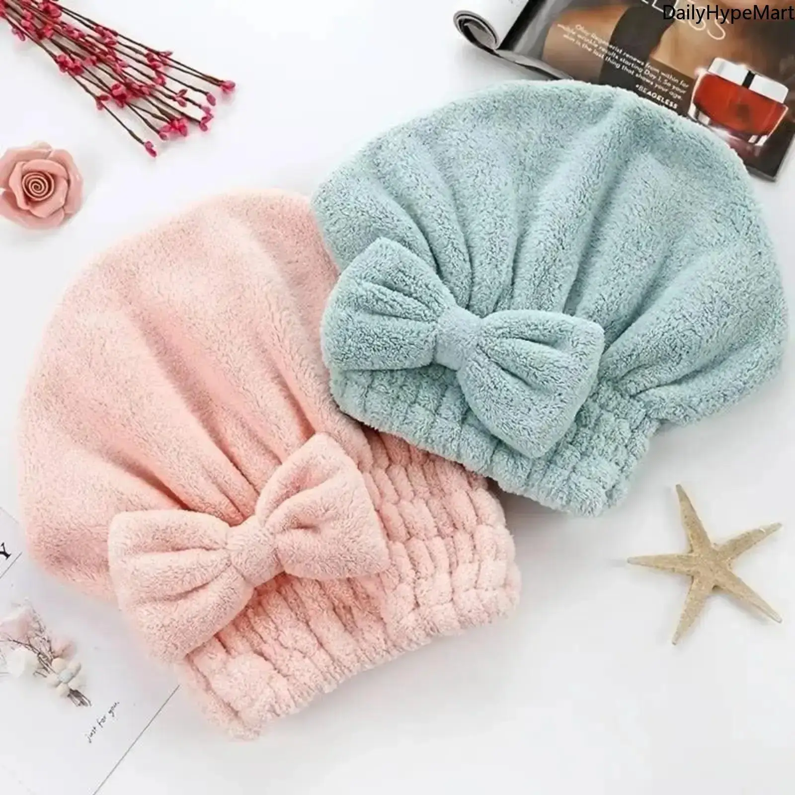 Solid Color 2 Piece Hair Wrap Towel Set with Bow Detail, Ultra Absorbent and Quick-Drying Polyester Turban for Women, 2 Piece Sets, 2Pc, Funky