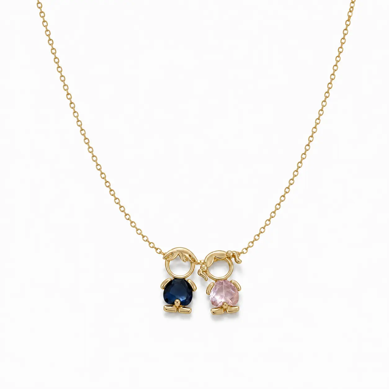 DIY Personalized Gold Charm Necklace – Mix & Match Boy & Girl Cubic Zirconia Pendants, Summervibes 18K Mom & Kids Birthstone Detachable Necklace,A Mother’s Love, Always With You,Gift for Women