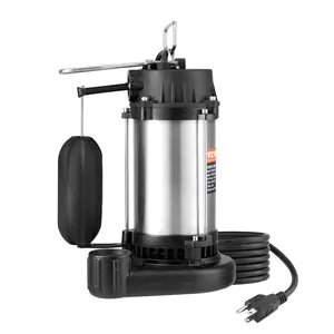 VEVOR Submersible Sewage Pump,  0.5HP 4188GPH, Cast Iron Sewage Water Pump with 24 ft Lift 10 ft Power Cord and Automatic Float Switch, Stainless Steel for Clean Flooded Basement Yard Farm Sewer