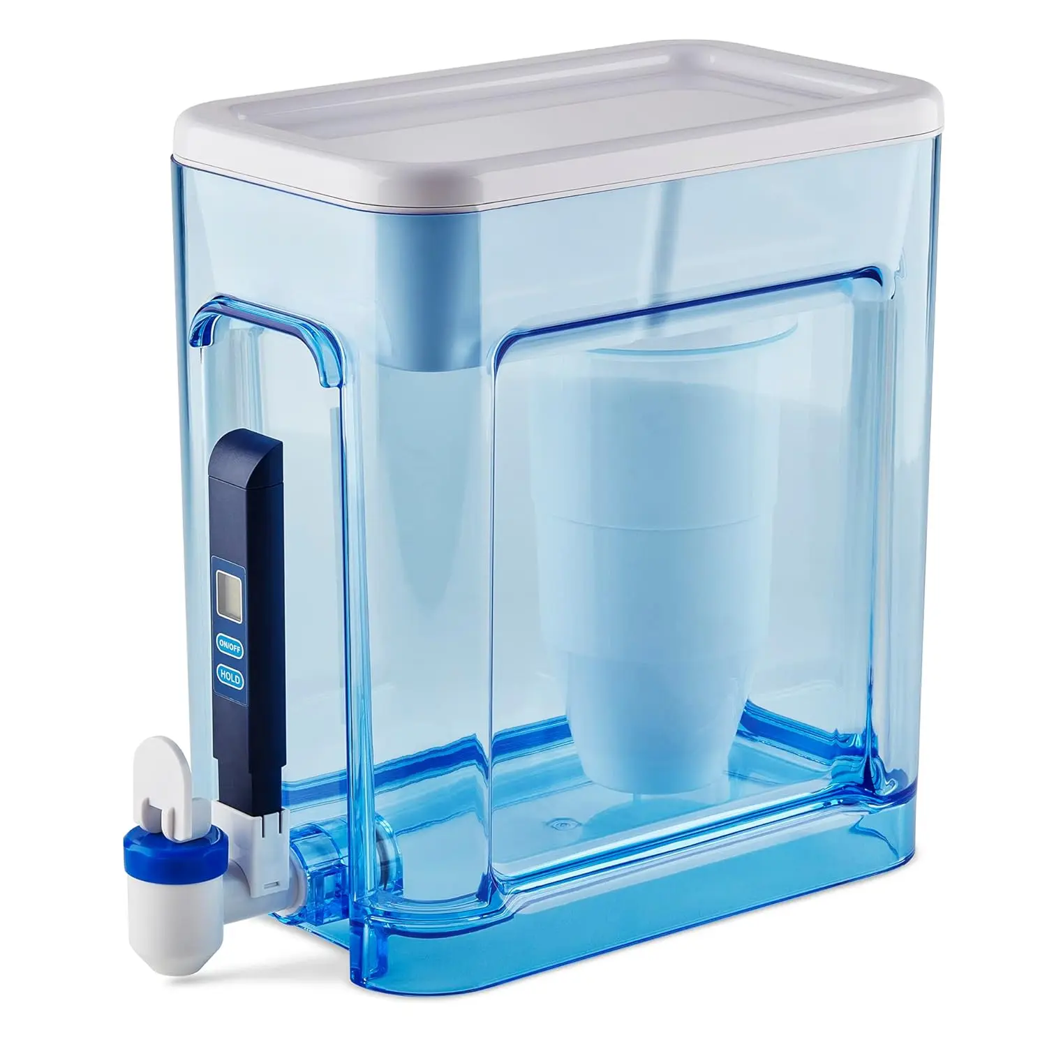 IAPMO Certified Water Filter Pitcher - 22-Cup 5-Stage Dispenser with Built-In TDS Reading, Ergonomic Handle, Instant Readout, Reduces Lead, Chromium, Perfluorooctanoic Acid (PFOA), Compatible with ZeroWater Filters, Improves Tap Water Taste, Everyday Use