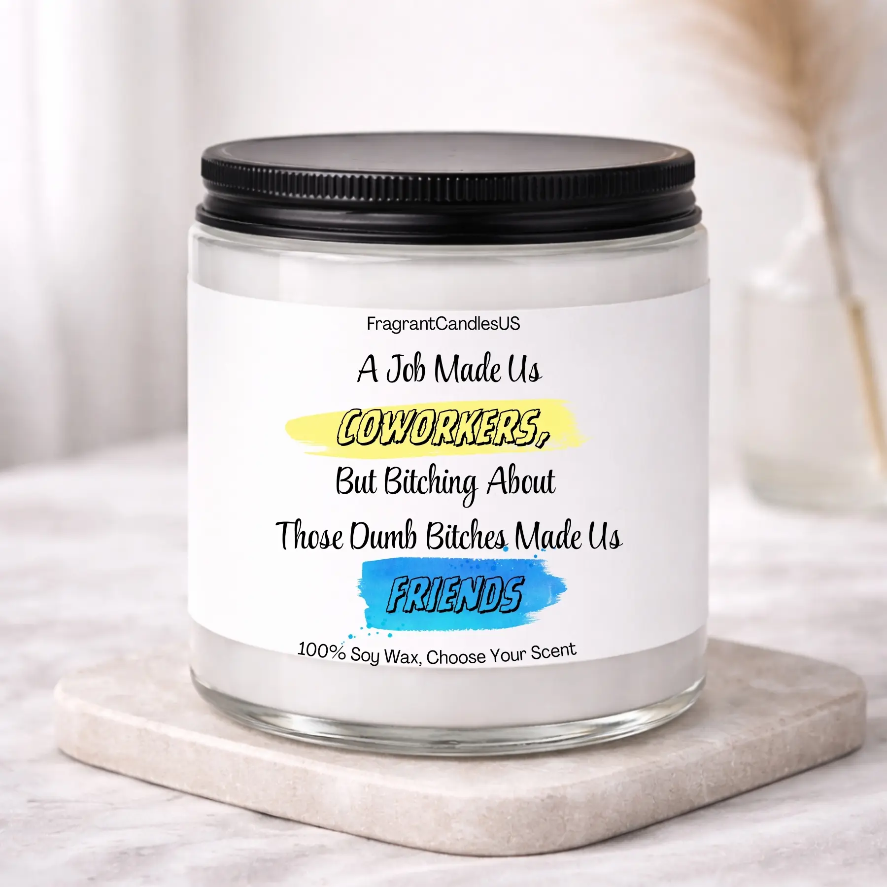 FragrantCandlesUS Handmade Scented Honeysuckle Jasmine Coconut Lime Verbena Soy Wax Candle - Glass Jar, Cotton Cozy Wick, Smokeless, High-Quality Fragrance, 24-Month Durability, Household Home Decor Air Freshener, Boss Gift-Worthy Humorous Text