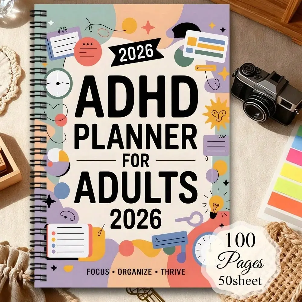 Adhd Adult Planner Notebook, Yearly Planner, Productivity Planner, Schedule Organizer, To-Do List, Time Management, Focus Training, Planning Journal, 2026 Edition