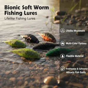 4/6/8/12Pcs Bionic Soft Worm Fishing Lures – Lifelike Swimming Multi-Color Multi-Size Soft Bait, Flexible Durable Fish-Attracting Lures for Freshwater & Saltwater, Outdoor Angling, Lake, River Fishing Kit