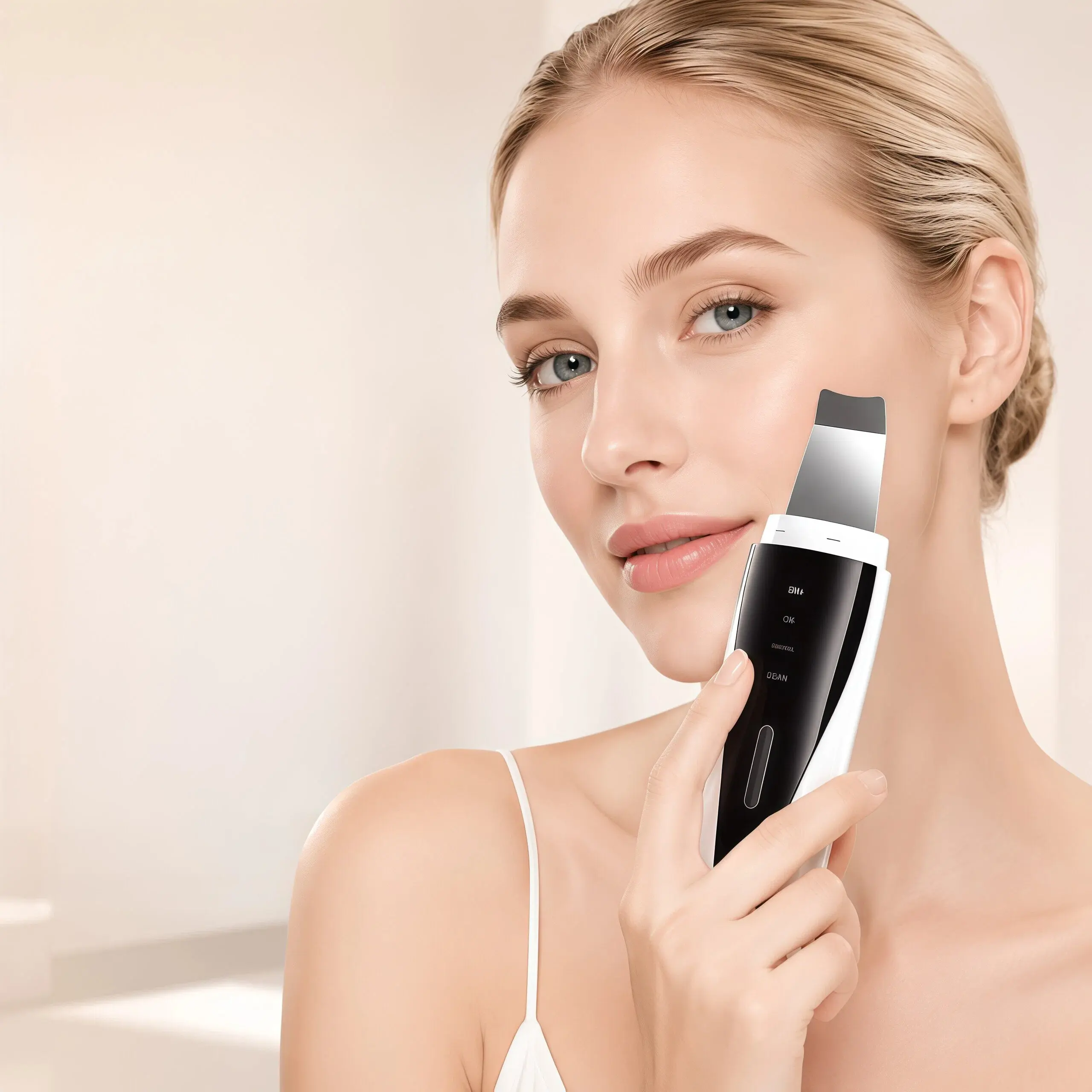 Ultrasonic Skin Scrubber Facial Spatula for Deep Pore Cleansing & Blackhead Removal, Rechargeable Stainless Steel Tool with 4 Modes to Moisturize & Exfoliate Dead Skin Cells, Rechargeable Battery