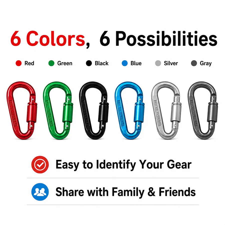 MOLLE Locking D-Ring Carabiners, 6-Pack Tactical Aluminum Alloy Clips, Lightweight & Compact Anti-Corrosion Hooks for Camping, Sailing & Hiking, Tactical Accessories, Accessories, Locking Hook, Cycling