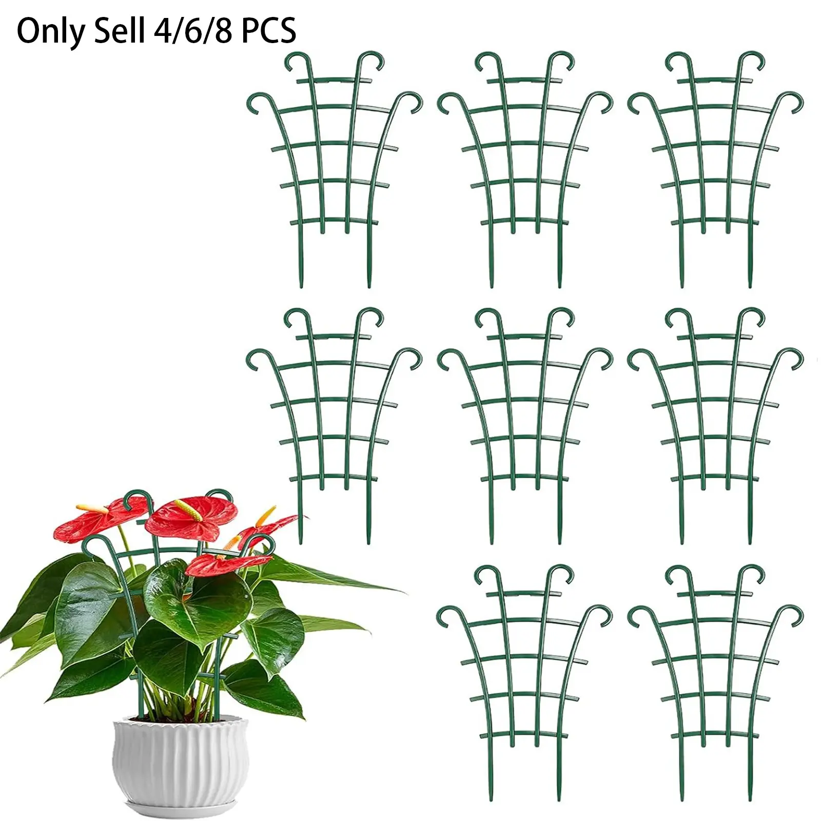4/6/8 PCS Trellis for Potted Plants, Indoor Plant Accessories, Stackable Indoor Plant Trellis for Climbing Plants Outdoor, Garden Trellis Plastic Material Flower Pots Support, for Vine Ivy Houseplants, Garden Grid, Ladder Plant Stand