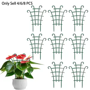 4/6/8 PCS Trellis for Potted Plants, Stackable Indoor Plant Trellis for Climbing Plants Outdoor, Garden Trellis Plastic Material Mini Climbing Plant Trellis Flower Pots Support, for Vine Ivy Hoya Houseplants, Garden Grid, Ladder Plant Stand