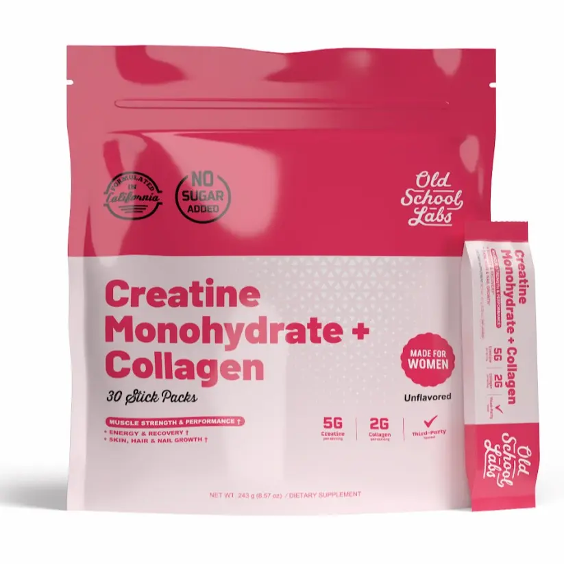 Creatine Stick Packs for Women | 5000mg Creatine Monohydrate, 2000mg Collagen & BCAA 2:1:1 Creatine Stick Packs for Women | 5000mg Creatine Monohydrate, 2000mg Collagen & BCAA 2:1:1