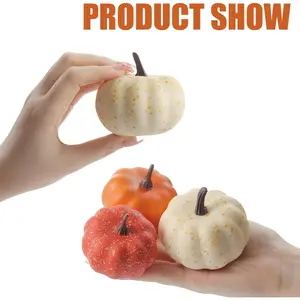 16PCS Realistic Mini Pumpkin, Fall Decor with Pumpkins Maple Leaves, Artificial Pumpkin for Autumn Filler, Decorations for Halloween Thanksgiving Fall Home Decor