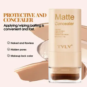 Dual-Ended Concealer Foundation Stick - Long-Lasting, Lightweight, Waterproof, Smudge-Proof, Easy Apply, Portable, Time-Saving Makeup Tool with Built-in Brush, Skin Tint, Flawless Natural Look, Any Skin Tone, Matte Cosmetic (Born Way Formula), All Skin