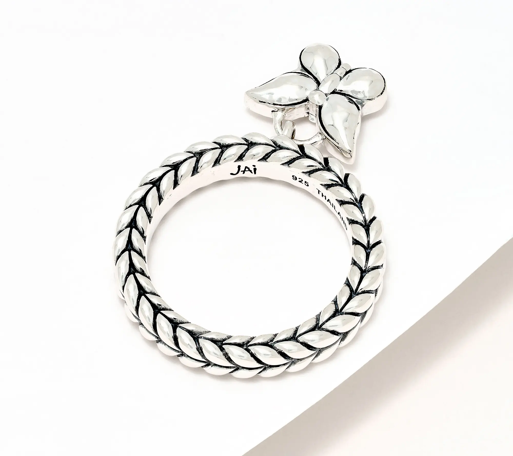 JAI Sterling Silver Basketweave Charm Ring JAI Sterling Silver Basketweave Charm Ring