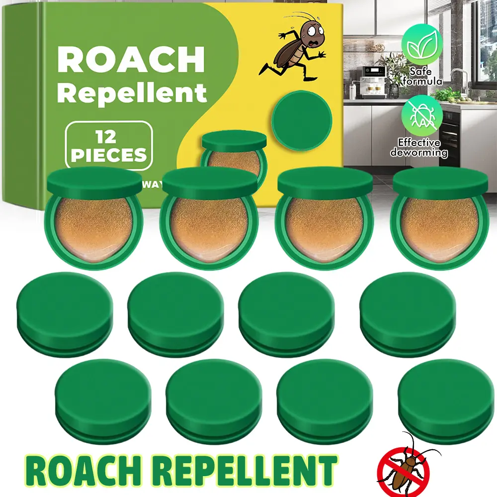12 Pack Roach Repellent, Natural Cockroach Deterrent Discs For Kitchen, Bathroom, Cabinet And Household Use