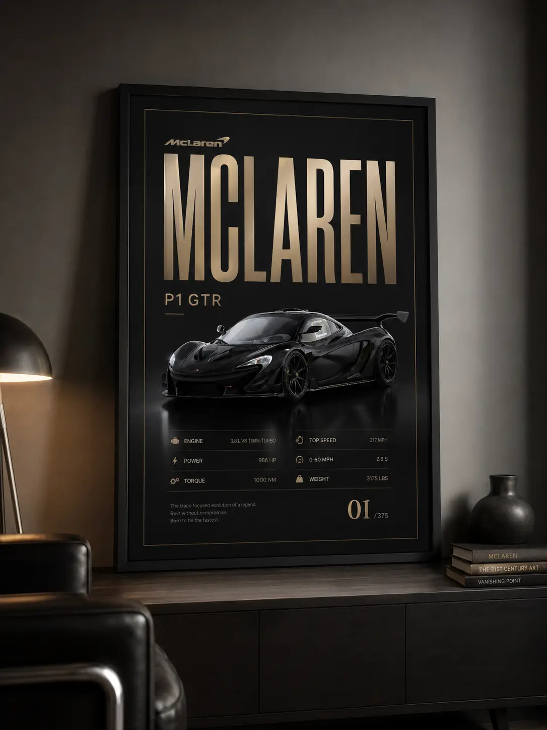 McLaren P1 GTR Poster Set of 5, Luxury Supercar Wall Art, Modern Automotive Prints, Racing Car Decor, Digital Download (no frame)