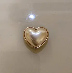 Gold Pearl Heart Croc Charm