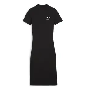 PUMA Womens Classics Ribbed Short Sleeve Dress Casual Casual - Black