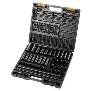 VEVOR Impact Socket Set 1/2 Inches 43 Piece Impact Sockets,  Standard Socket Assortment, 1/2 Inches Drive Socket Set 6-Point Sockets Metric 9-30mm (Standard/Deep)