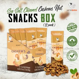 Sea  Caramel Cashews Newbam Nut Snacks Box 12 Individual Pack (1.5oz per Pack) | Ready-to-eat Cashew Roasted Sea  Snack Size | Healthy Keto, Vegan, Gluten Free | No Oil, No Sugar add Protein Salted