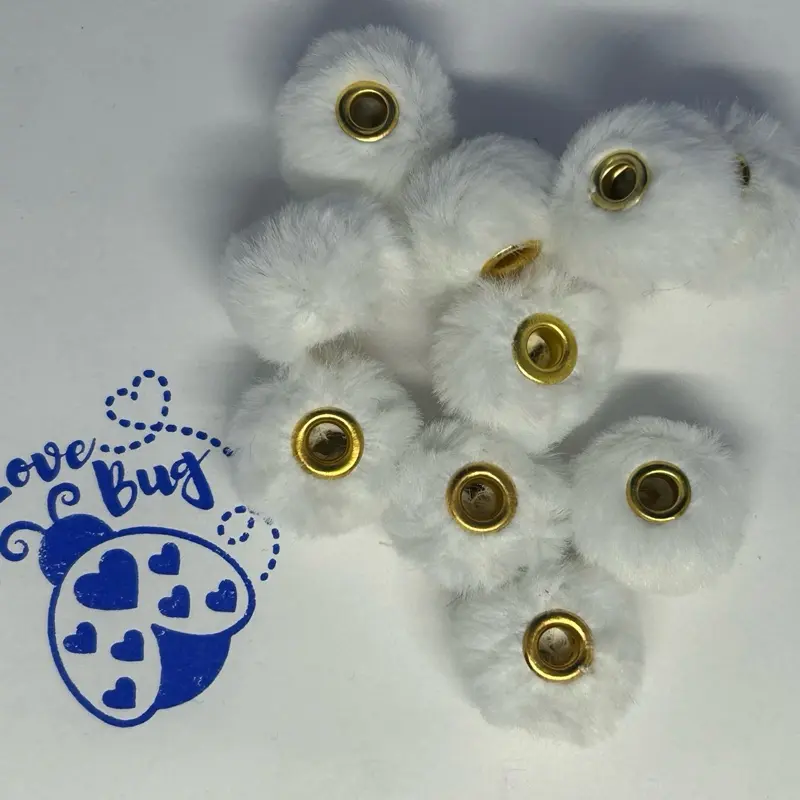 10 pieces Vibrant fuzzy wide hole spacers in various colors good for crafting, wristlets, pens, keychains, etc.
