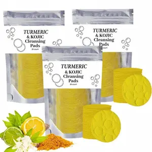 Essential Turmeric Glycolic Acid Cotton Pads, Gentle Exfoliating Dual-Cleanse, Deep Cleansing, Brighten Skin, Moisturizing Facial Care Set