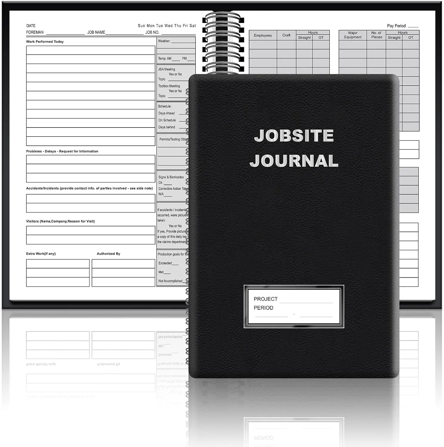 GISGFIM 7x10 in Jobsite Journal - PU Leather Cover Undated Pages Notebook, Schedule Planner with Lightweight Design, Efficient Layout & Ample Page Space for Architects, Office Stationery for Jobsite Scheduling