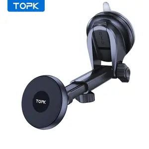TOPK Magnetic Car Phone Holder, Magnetic Car Phone Mount for Windshield & Dashboard, Adjustable Long Arm Phone Holder for Car
