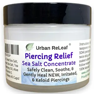 PIERCING RELIEF Sea Salt Concentrate AFTERCARE Safely Clean Soothe & Gently Calm New Irritated & Keloid Bump Piercings Effective NON-iodized Dead Sea Salt Tea Tree Rosemary