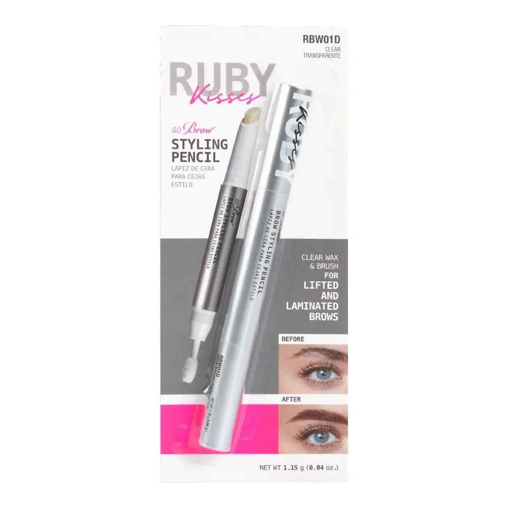Ruby Kisses Brow Wax Styling Pencil for Fluffy, Full Eyebrows, Flexible Hold Cosmetic with a Natural Finish and Built-in Brush, Full Look, Eyebrow Thickener, Brow Lifting Stick, Cosmetic Eyebrow Pencil