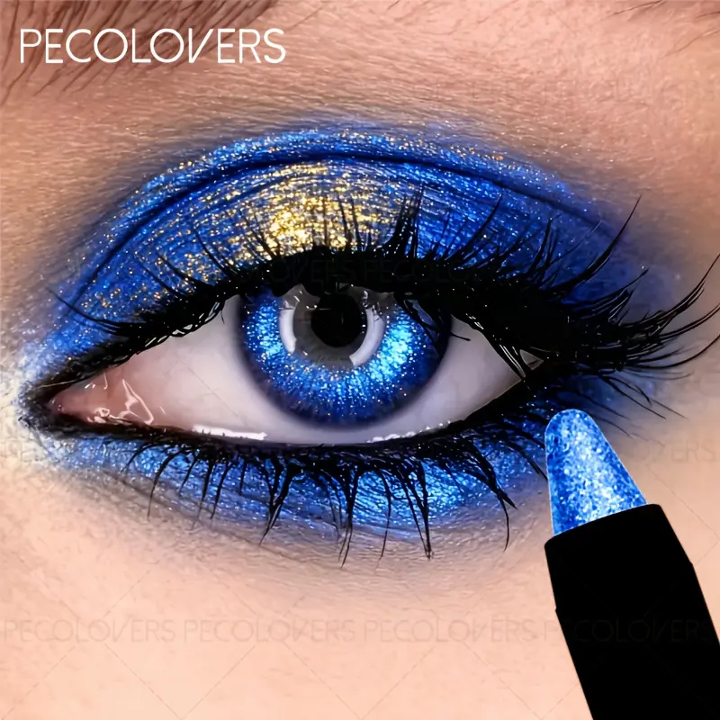 1-Piece Sparkling Blue Eyeshadow Stick, Sparkly Shimmer Eyeshadow Stick, Glitter Duochrome Eyeshadow with Waterproof Long-Lasting Smooth Application, Bold Stage and Christmas Makeup, High-Quality Cosmetic, Ideal Holiday Gift for Women