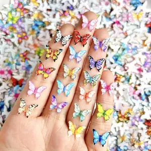 50 Pcs Mini Resin Butterflies, Tiny Butterflies for Crafts, Mini Butterfly Figurines for DIY Fairy Garden, Dollhouse Micro Landscaping Decorations, Miniature Butterflies