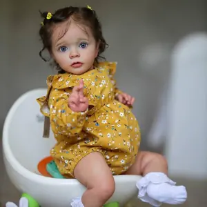 A complete set for the baby Three-piece Set 22" Realistic Doll with Golden Curls   Body Reborn Girl  Sit-and-Stand Birthday Gift for Children Development baby doll Soft Stuffed Doll Christmas Gift Silicone Full Body Accessories Set