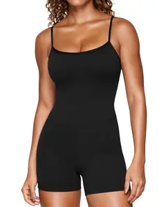 CRZ YOGA Butterluxe Athletic Rompers for Women Adjustable Strap Padded Workout Shorts Jumpsuits One Piece Bodysuit Tank Tops