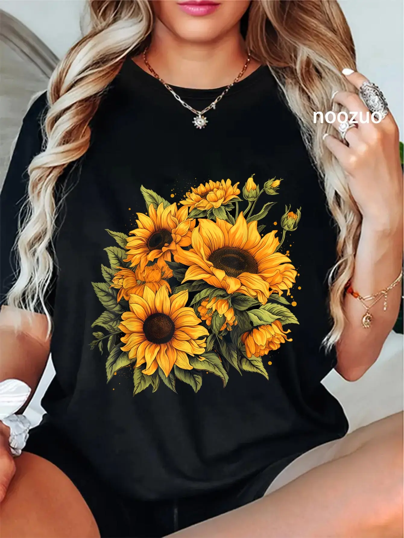 100% Cotton Yellow Sunflowers Cute summer flowers Floral Positivity T-Shirt