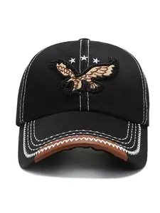 Eagle Embroidered Baseball Cap Fitted Snapback Hats for Men and Women, Trendy Streetwear Breathable Casual Outdoor Hat, Embroidered Caps