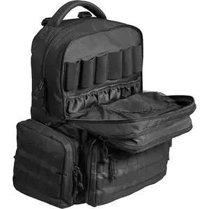 VEVOR Tactical Range Backpack for 6 Pistols, Gun Backpack with 6 Independent Pistol Bags & 10 Magazines, Pistol Backpack for Outdoor Hunting Shooting, Range Bag for Handguns Lockable Zipper, Black