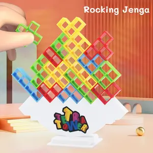 Stacking Game 48/64pcs Quadrilateral Tower Balance Building Blocks Puzzle Board Game, Hand-Eye Coordination Logic Thinking Toy