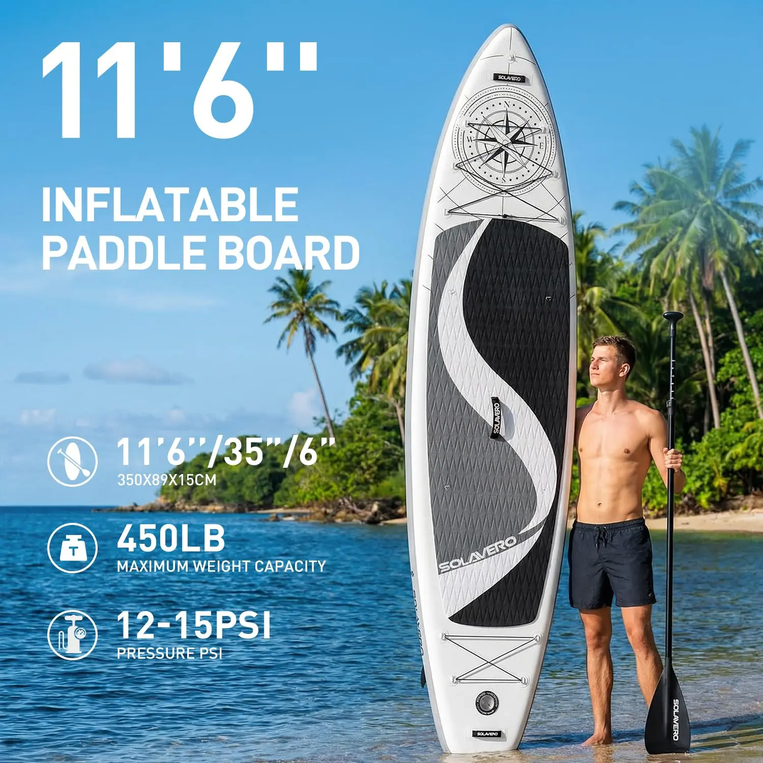 11'6" Inflatable Stand Up Paddle Board with Premium SUP Accessories - Extra Wide Stable Design with Non-Slip EVA Deck, SUP Paddleboard for Adults & Youth of All Skill Levels 1