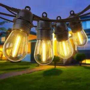 53FT Outdoor Waterproof LED String Lights, 15+1 Shatterproof S14 Bulbs String Lights Outside Lighting for Patio Backyard Bistro Porch Gazebo Balcony Pergola Radaman Decor, Warm White