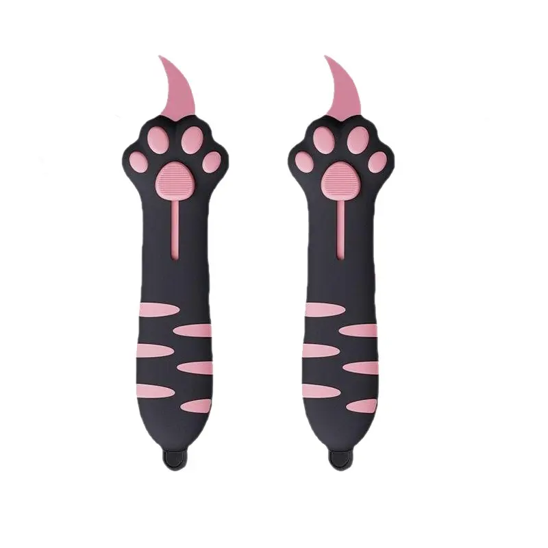 2pcs Cat Paw Box Cutter, 2026 New Retractable Cat Claw Knife, Cute Cat Box Paper Cutter, Portable Cat Retractable Knife