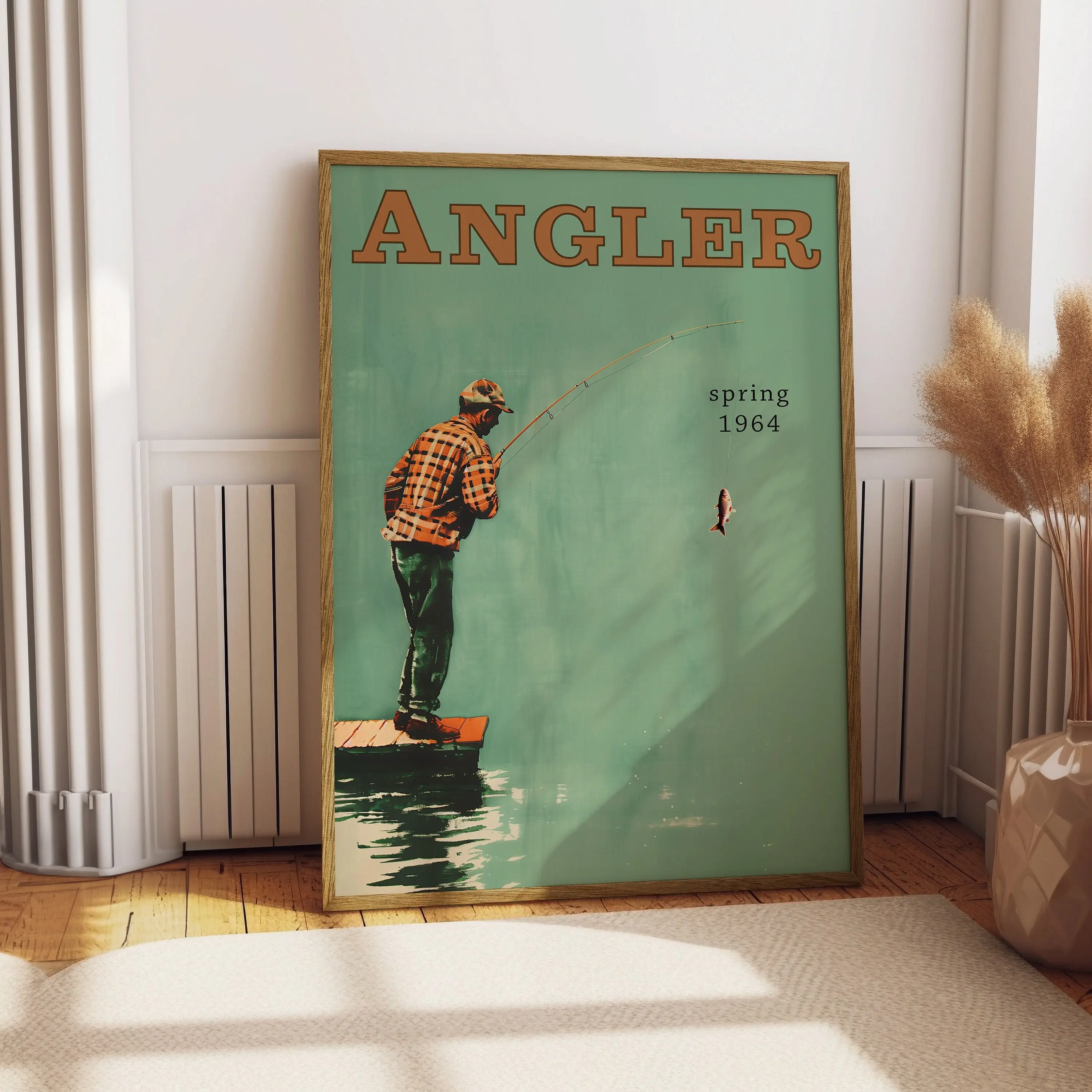Fisherman Fishing Vintage Poster Unframed  Art Retro Travel Poster Unframed  Cabin Wall Decor Outdoor Sports Fisherman Illustration Father's Day Gift for Dad