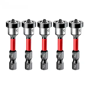 5pcs Drywall Bit Attachment with Depth Stop, PH2 Magnetic Drywall Screwdriver Bits for Countersinking Drywall Screws in Plasterboard, 1/4 Inch Hex Shank Plasterboard Bit